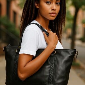 🖤 Cole Haan Black Leather Tote – Classic, Chic & w/Dust Bag